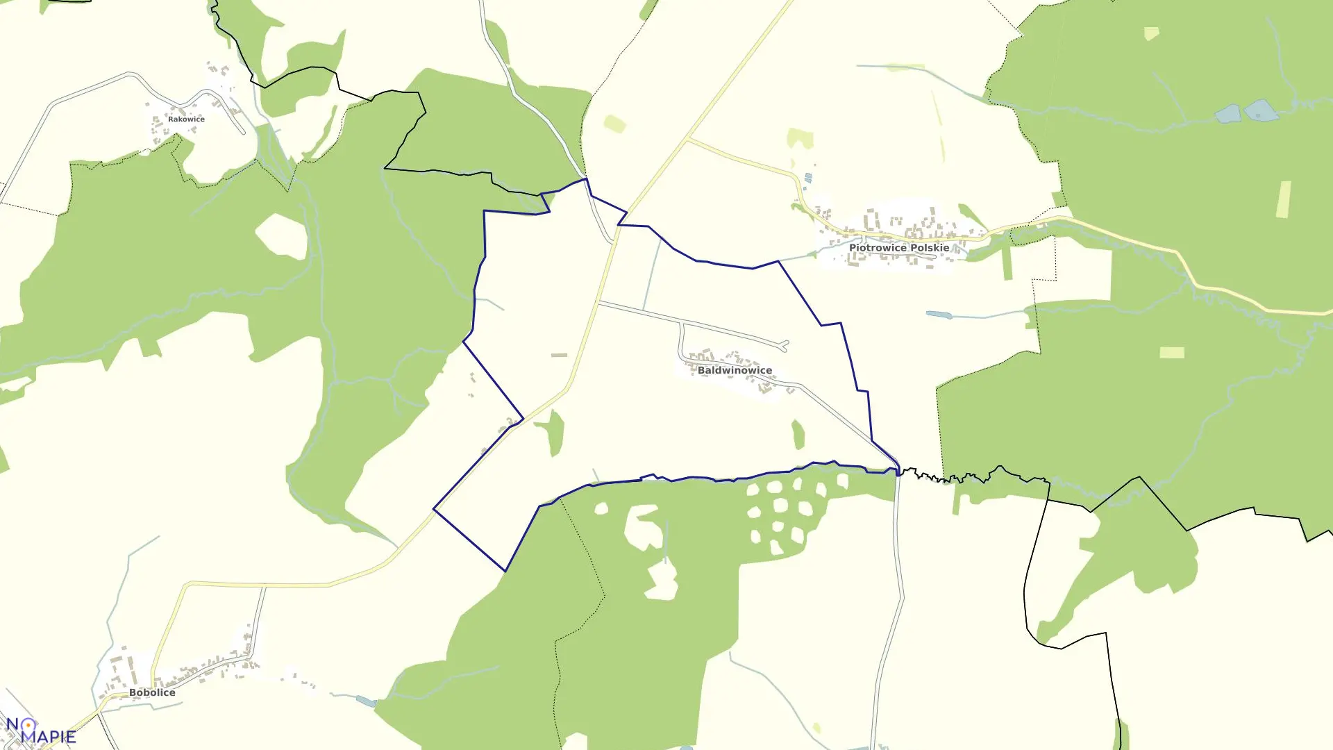 Mapa obrębu BALDWINOWICE w gminie Ciepłowody