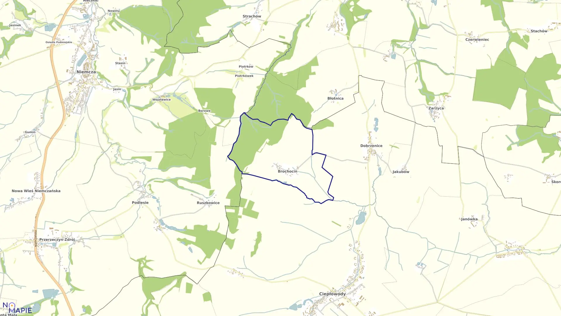 Mapa obrębu BROCHOCIN w gminie Ciepłowody