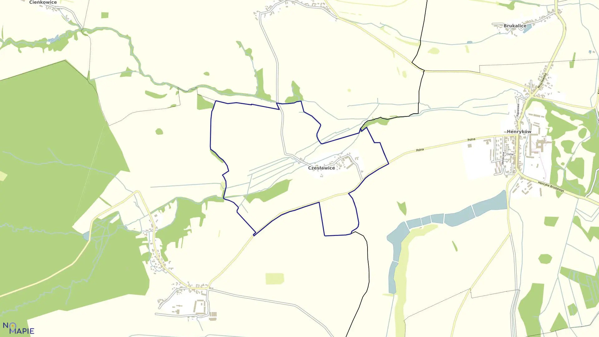 Mapa obrębu CZESŁAWICE w gminie Ciepłowody