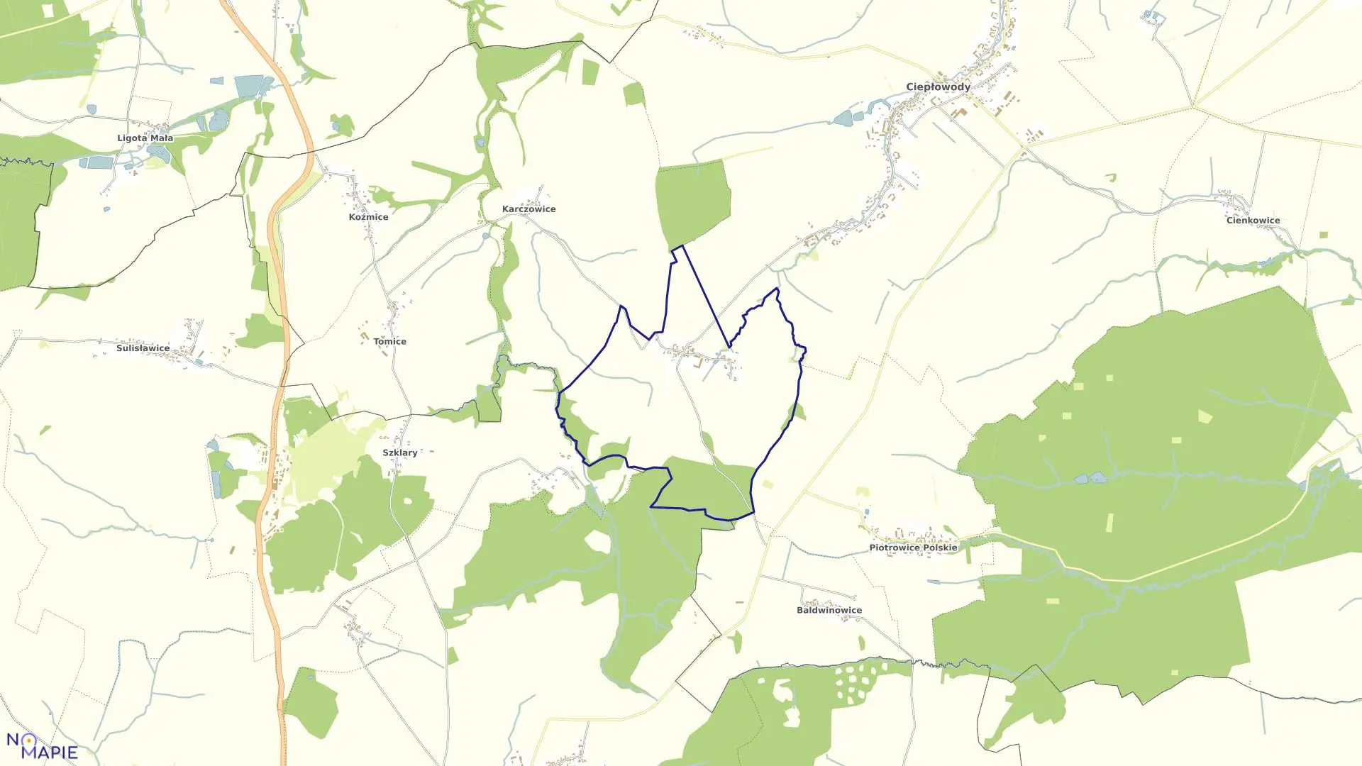 Mapa obrębu KOBYLA GŁOWA w gminie Ciepłowody