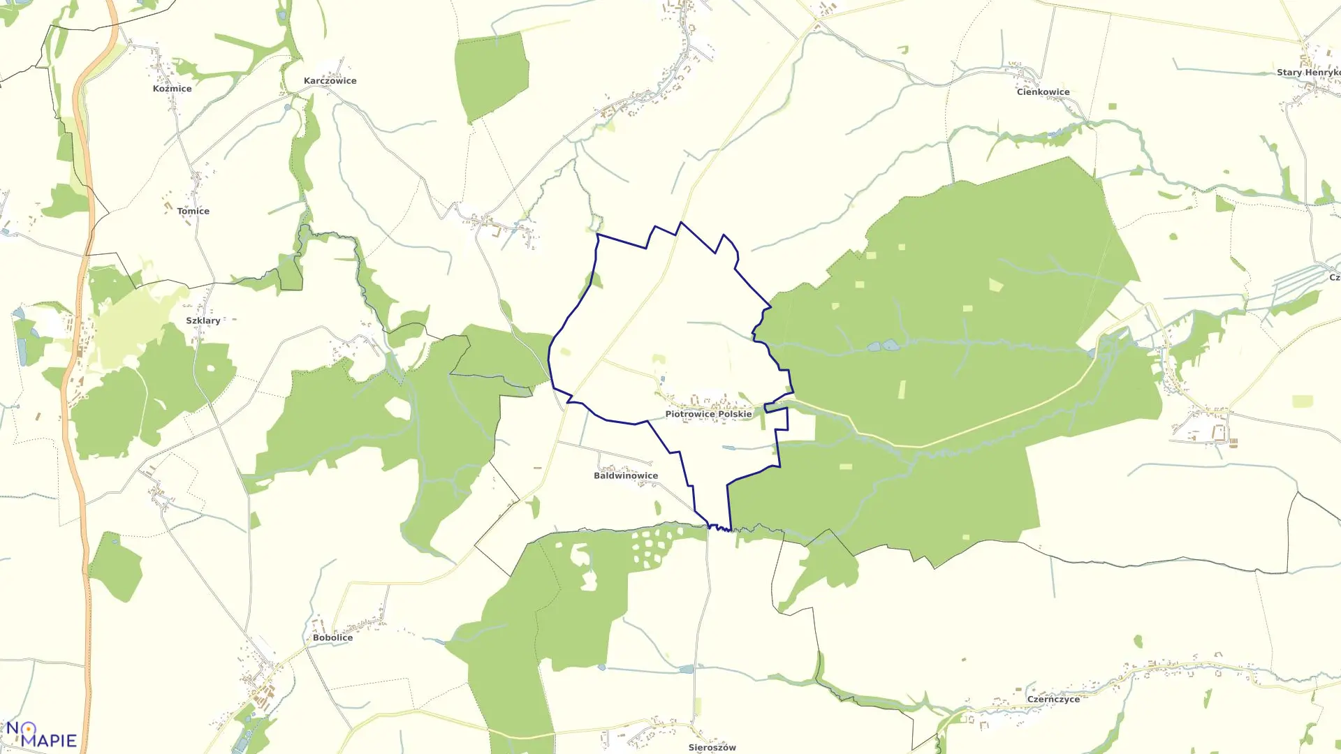 Mapa obrębu PIOTROWICE POLSKIE w gminie Ciepłowody