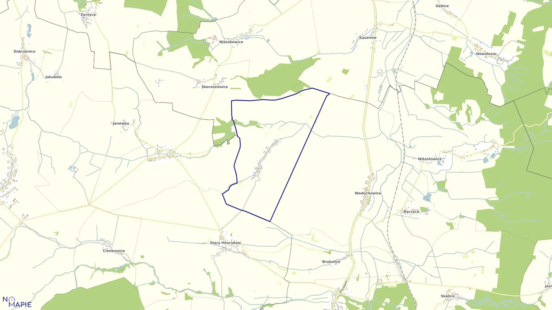 Mapa obrębu WILAMOWICE w gminie Ciepłowody